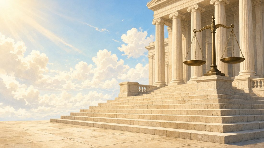 Abstract bright courthouse justice metaphor no people