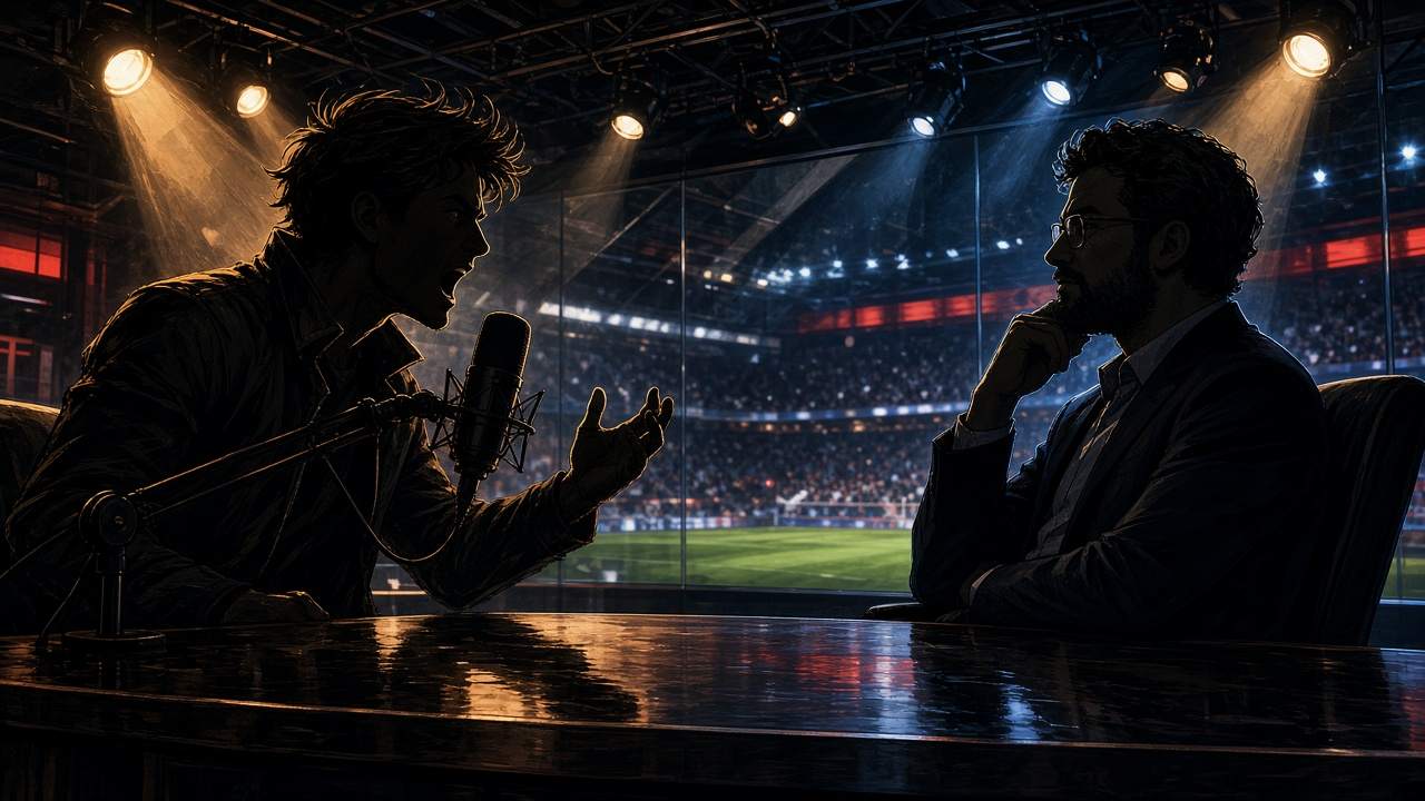 Editorial comic sports media studio debate