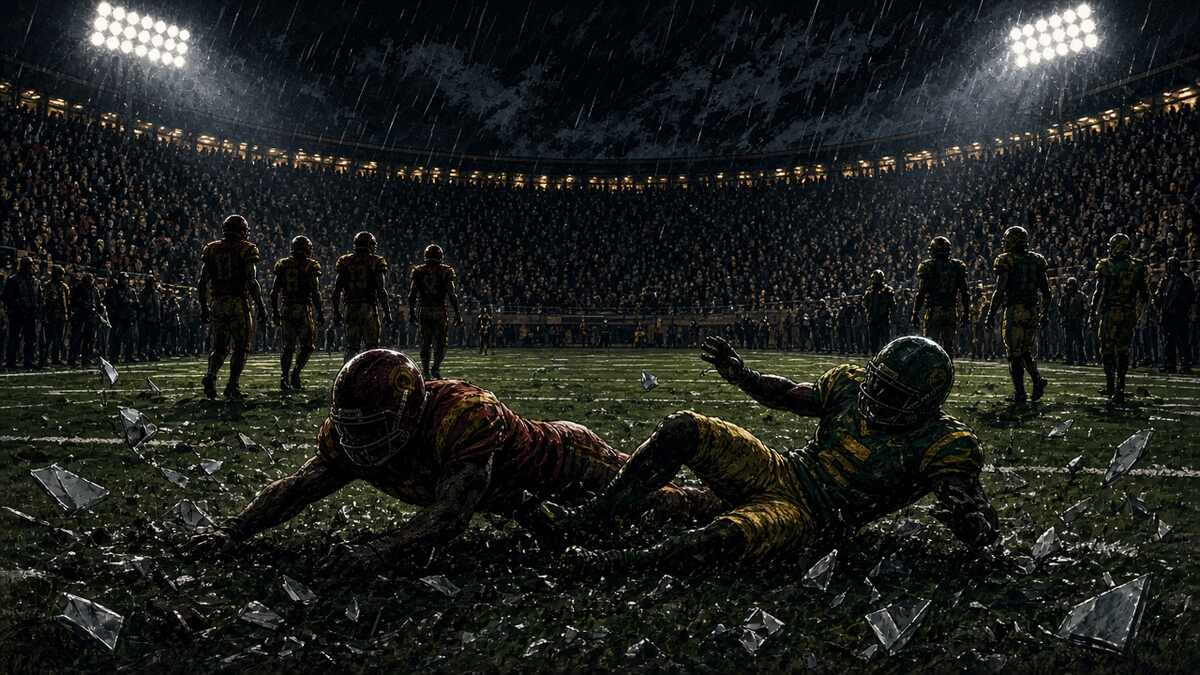 Editorial comic of night college football showdown