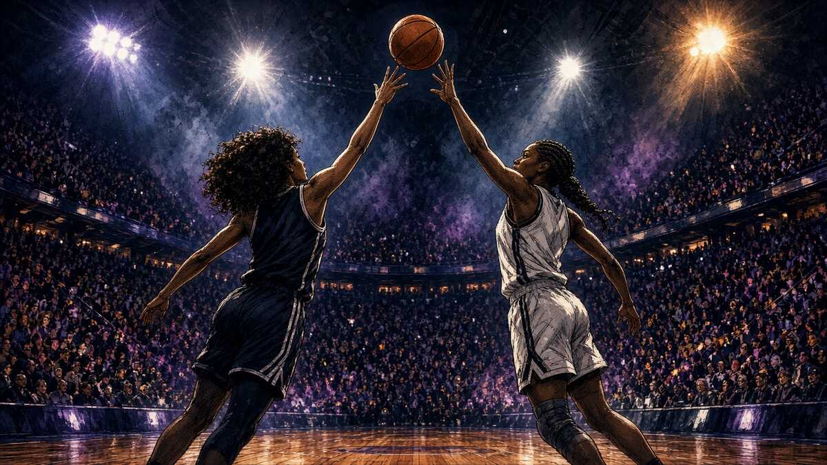 Editorial comic of WNBA playoff tip-off