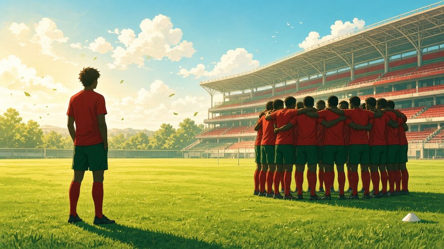 Bright editorial comic of football generational transition