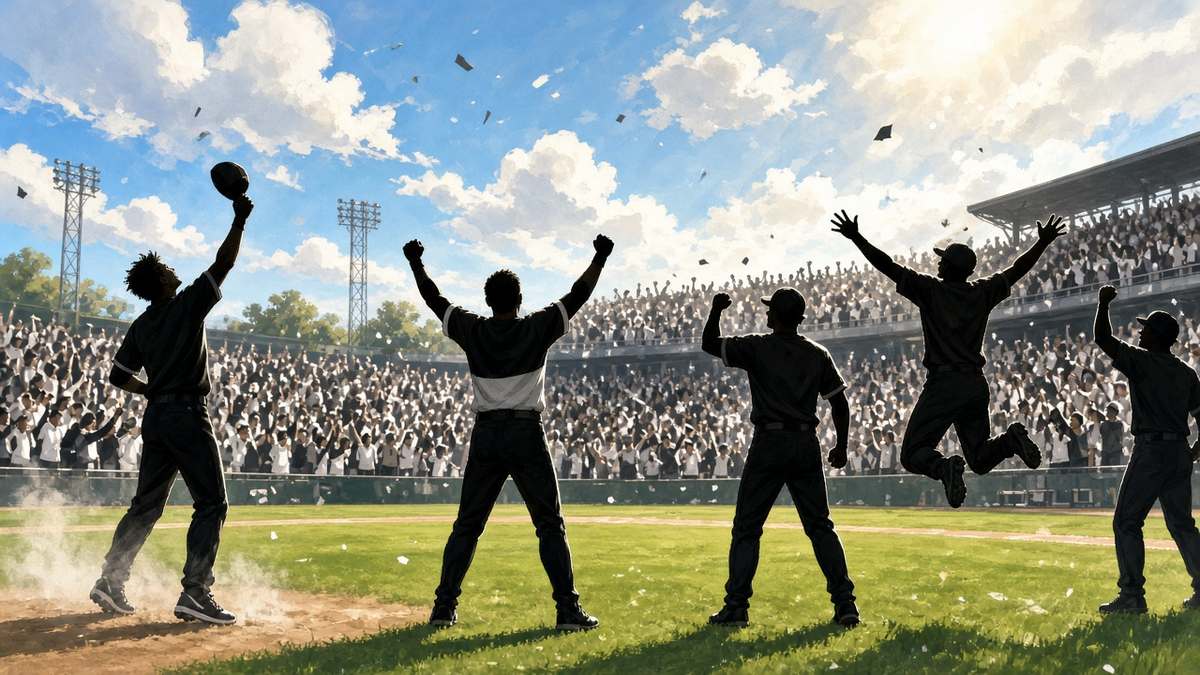 Bright editorial comic of White Sox playoff series win